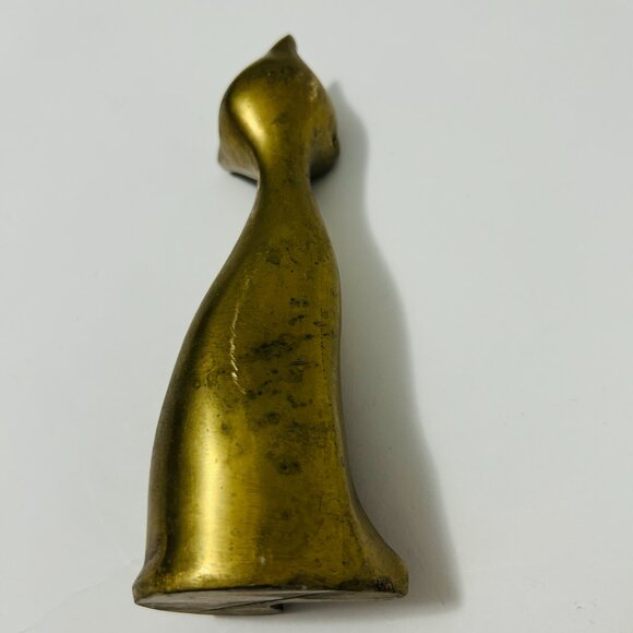 Vintage Mid Century Modern MCM Solid Brass Siamese Cat 6" - Picture 9 of 14